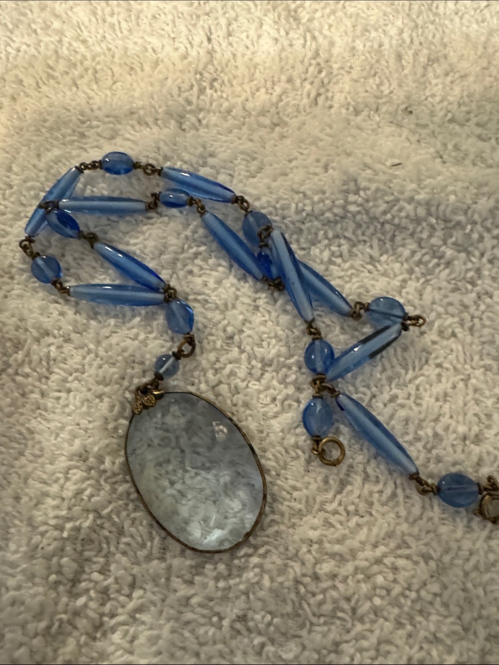 Blue Beaded Pendant Necklace - Women Jewelry